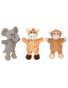 GOKI50960E,Papusa de mana cu animale - girafa, elefant si maimuta