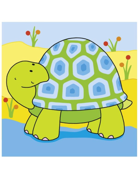 GOKI57692,Puzzle cu cuburi din lemn - Animale nostime