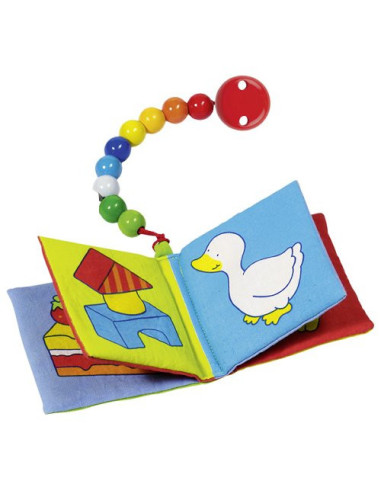 GOKI742640,Cartea cu imagini, din panza fosnitoare, lant de agatare