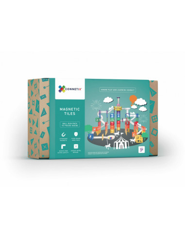CONX92,Magnetic Tiles Set magnetic, 92 piese, circuit cu bile - Marble run