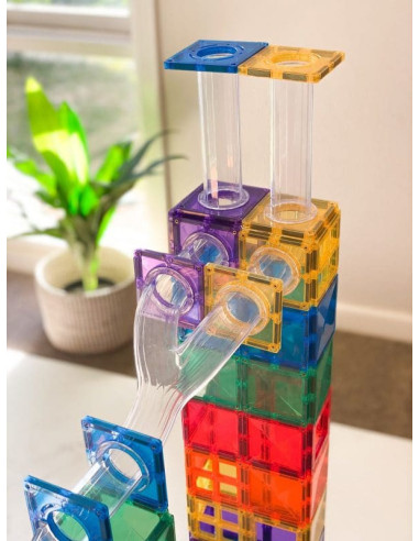 CONX92,Magnetic Tiles Set magnetic, 92 piese, circuit cu bile - Marble run