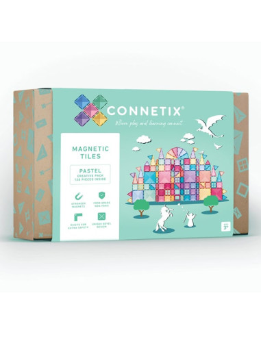 CONX120,Magnetic Tiles Set constructie magnetic, 120 piese Pastel, creativitate