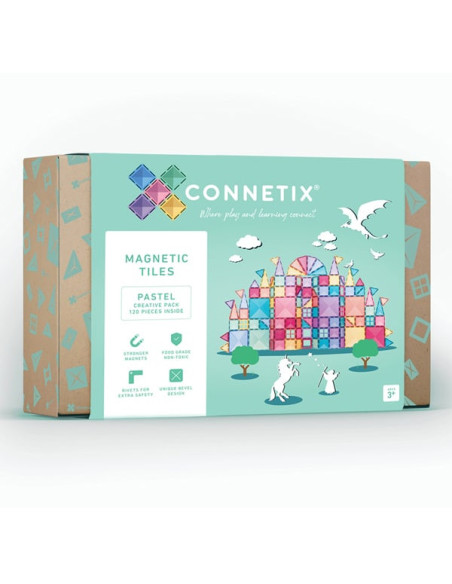 CONX120,Magnetic Tiles Set constructie magnetic, 120 piese Pastel, creativitate