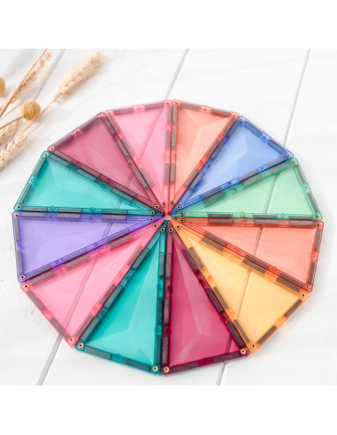 CONX120,Magnetic Tiles Set constructie magnetic, 120 piese Pastel, creativitate