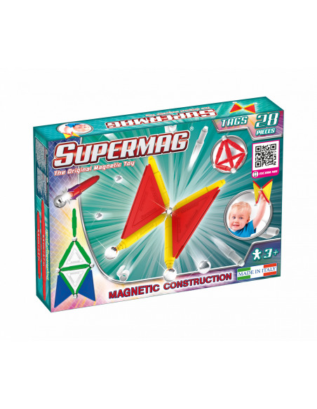 SPM0169,Set de constructie magnetic de baza Supermag Tags, 28 piese