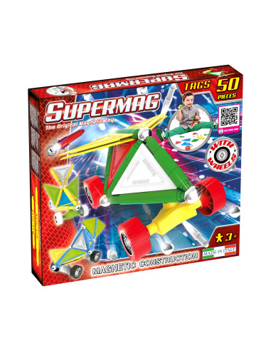 SPM0181,Set de constructie masini cu piese magnetice Supermag, 50 piese