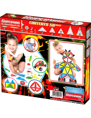 SPM0181,Set de constructie masini cu piese magnetice Supermag, 50 piese