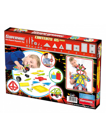 SPM0182,Set de constructie masini cu piese magnetice Supermag, 65 piese