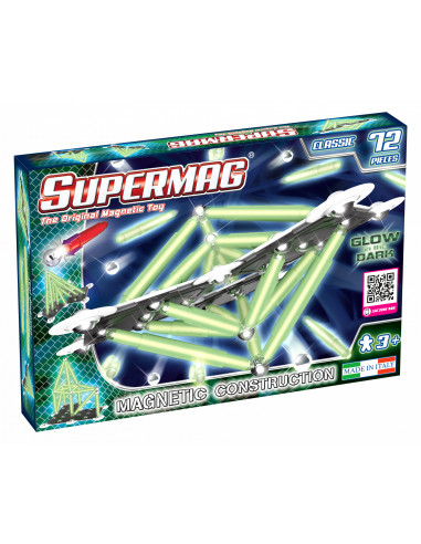 SPM0409,Set de constructie magnetic Supermag Glow, 72 piese