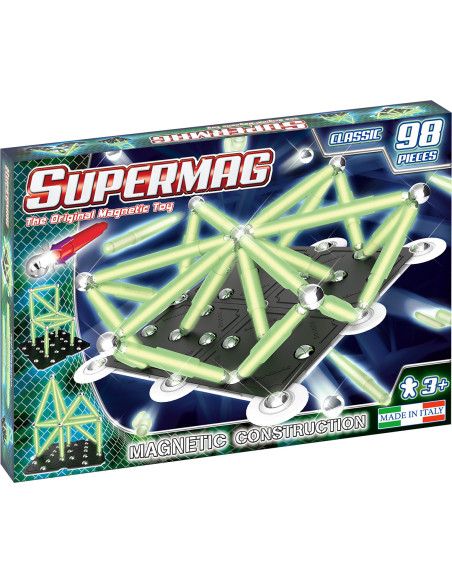 SPM0410,Set de constructie magnetic Supermag Glow, 98 piese
