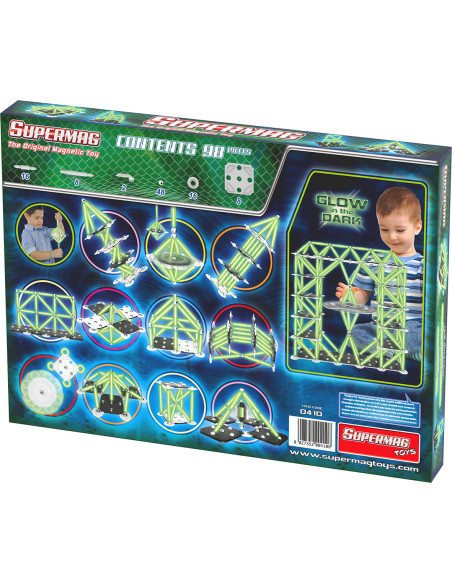 SPM0410,Set de constructie magnetic Supermag Glow, 98 piese