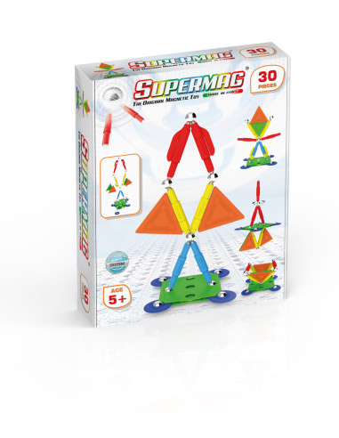 SPM0650,Set de constructie magnetic Supermag Projects Multicolor, 30 piese