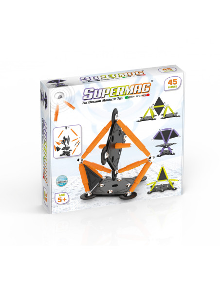 SPM0654,Set de constructie magnetic Supermag Projects Tehnicolor, 45 piese