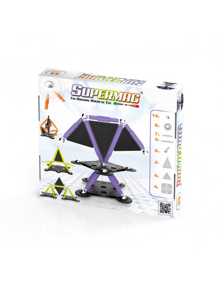 SPM0654,Set de constructie magnetic Supermag Projects Tehnicolor, 45 piese