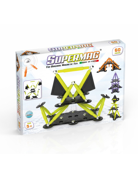 SPM0655,Set de constructie magnetic Supermag Projects Tehnicolor, 60 piese