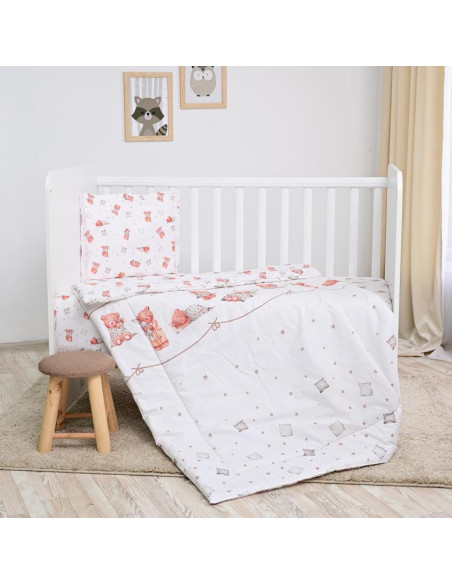 20800026101,Set lenjerie pat 4 piese, bumbac ranforce, Bears & Piollws Beige 20800026101,Set lenjerie pat 4 piese, bumbac ranforce, Bears & Piollws Beige