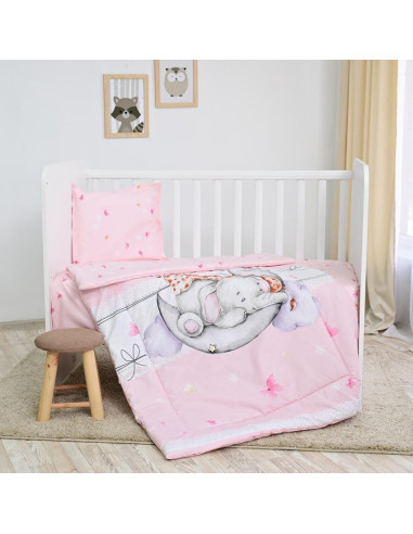 20800025801,Set lenjerie pat 4 piese, bumbac ranforce, Butterflies Pink
