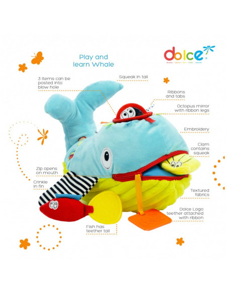 Balena, jucarie interactiva cu activități, Dolce,95104
