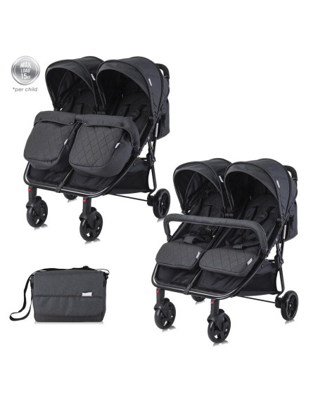 10021542305,Carucior pentru gemeni Duo, Black