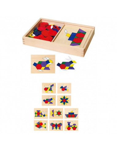 Set mozaic Tangram din lemn cu modele, Viga,50029