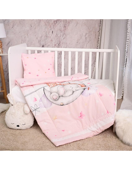 10420015801,Set lenjerie pat 3 piese, bumbac ranforce, Cosy, Butterflies Pink