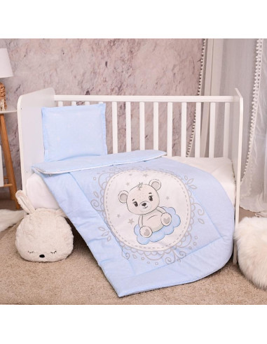 10420015901,Set lenjerie pat 3 piese, bumbac ranforce, Cosy, Little Bear Blue