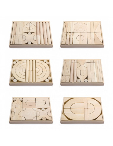 Set 6 modele blocuri arhitecturale de construit, natur, 158