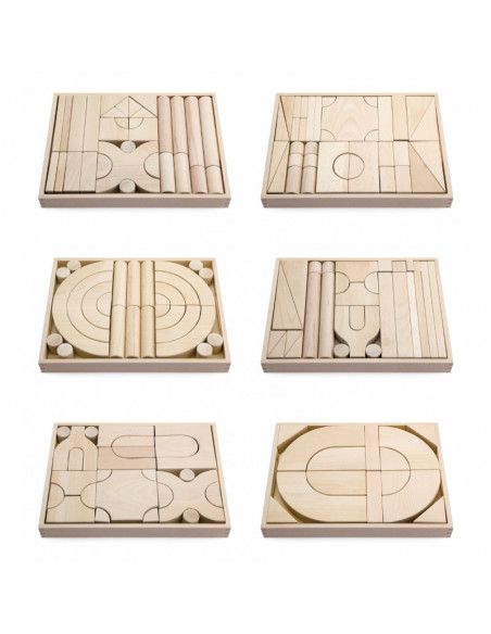 Set 6 modele blocuri arhitecturale de construit, natur, 158