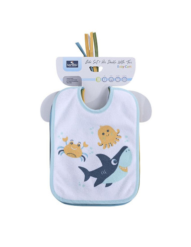 10260210002,Set 7 bavete, bumbac ambele fete, 20x25,5 cm, inchidere cu snur, Blue 10260210002,Set 7 bavete, bumbac ambele fete, 20x25,5 cm, inchidere cu snur, Blue