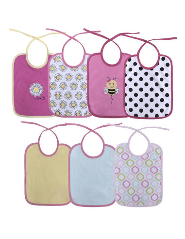 10260210003,Set 7 bavete, bumbac ambele fete, 20x25,5 cm, inchidere cu snur, Pink