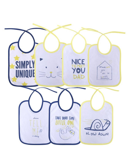 10260210001,Set 7 bavete, bumbac ambele fete, 20x25,5 cm, inchidere cu snur, Imprimeuri Colorate 10260210001,Set 7 bavete, bumbac ambele fete, 20x25,5 cm, inchidere cu snur, Imprimeuri Colorate