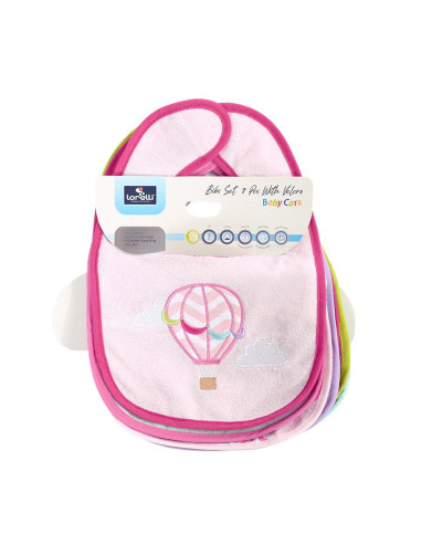 10260240003,Set 7 bavete, bumbac si peva, 30x19 cm, inchidere cu banda velcro, Pink 10260240003,Set 7 bavete, bumbac si peva, 30x19 cm, inchidere cu banda velcro, Pink