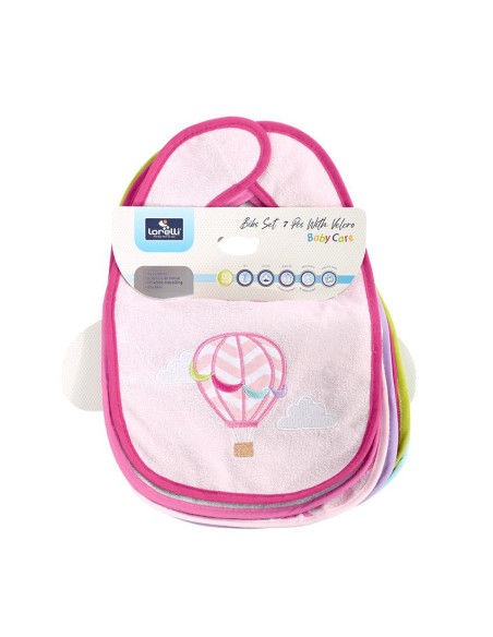 10260240003,Set 7 bavete, bumbac si peva, 30x19 cm, inchidere cu banda velcro, Pink 10260240003,Set 7 bavete, bumbac si peva, 30x19 cm, inchidere cu banda velcro, Pink