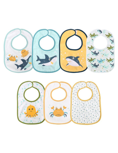 10260240001,Set 7 bavete, bumbac si peva, 30x19 cm, inchidere cu banda velcro, Imprimeuri Colorate 10260240001,Set 7 bavete, bumbac si peva, 30x19 cm, inchidere cu banda velcro, Imprimeuri Colorate