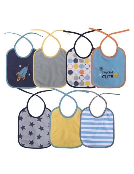 10260200002,Set 7 bavete, bumbac, 23x20 cm, inchidere cu snur, Blue 10260200002,Set 7 bavete, bumbac, 23x20 cm, inchidere cu snur, Blue