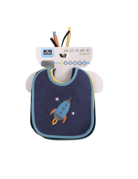10260200002,Set 7 bavete, bumbac, 23x20 cm, inchidere cu snur, Blue 10260200002,Set 7 bavete, bumbac, 23x20 cm, inchidere cu snur, Blue