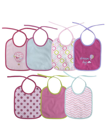 10260200003,Set 7 bavete, bumbac, 23x20 cm, inchidere cu snur, Pink