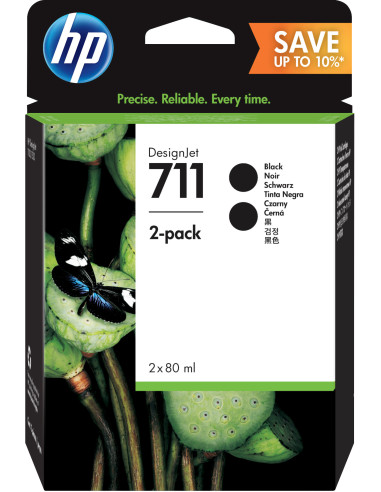 P2V31A,HP 711 80ml Black Ink Crtg 2-Pack P2V31A