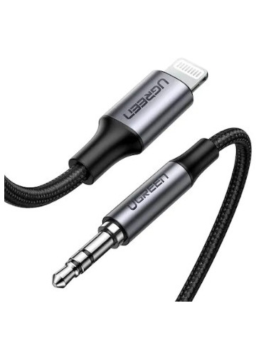 70509,CABLU ADAPTOR Ugreen, "US315", Lightning Iphone (T) to Jack 3.5mm(T), certificare MFI, lungime 1m, braided, negru "70509" 