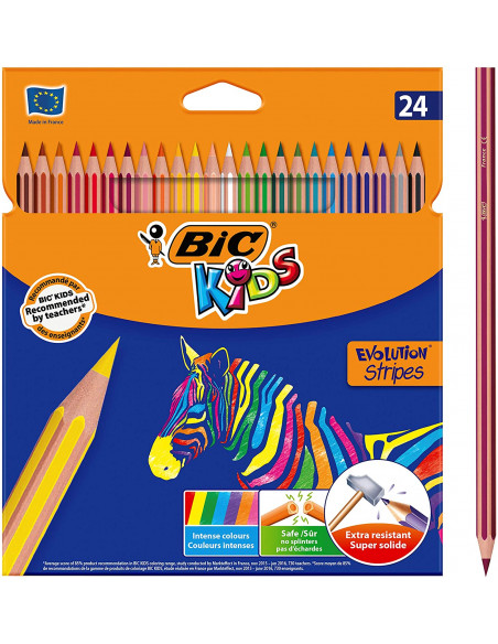 Creioane colorate BIC Kids Evolution Stripes, 24 buc/set,950525