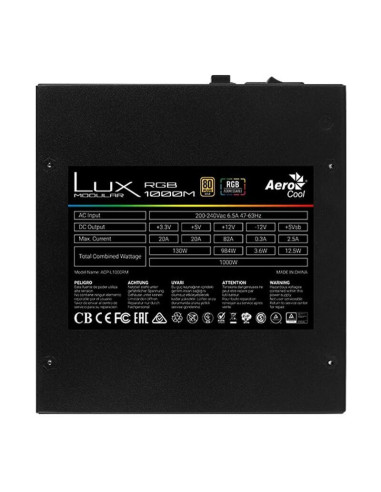 LUX-RGB-1000M,Sursa Aerocool Lux RGB 1000 1000W iluminare RGB