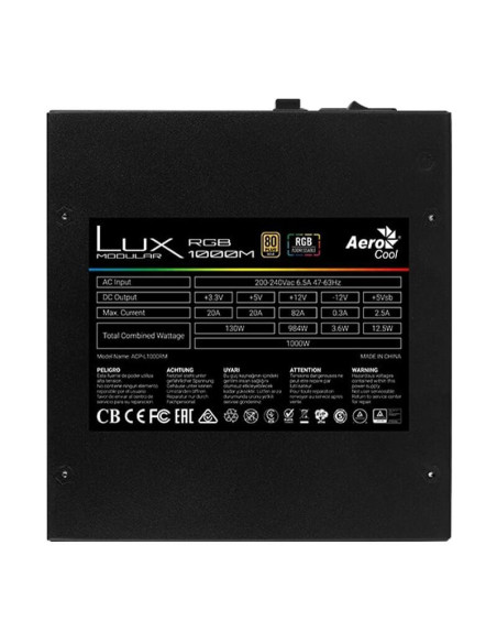 LUX-RGB-1000M,Sursa Aerocool Lux RGB 1000 1000W iluminare RGB