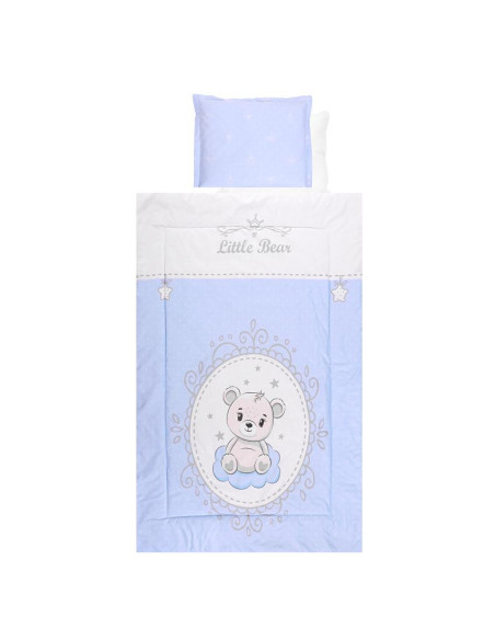 20800025901,Set lenjerie pat 4 piese, bumbac ranforce, Little Bear Blue