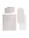 20801175502,Set lenjerie pentru carucior, cu protectie impermeabila, 7 piese, Comets Beige