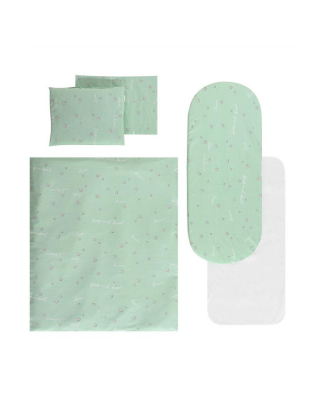 20801176202,Set lenjerie pentru carucior, cu protectie impermeabila, 7 piese, Green Sleep&Dream