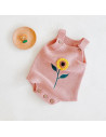 UP-24ar5,Salopeta tricotata cu floarea soarelui, Roz