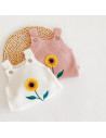 UP-24ar5,Salopeta tricotata cu floarea soarelui, Roz