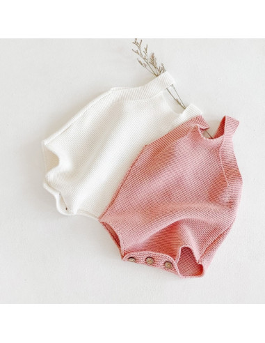 UP-24ar2,Salopeta tricotata cu floarea soarelui, Alb, Diferite marimi