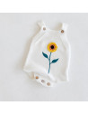 UP-24ar2,Salopeta tricotata cu floarea soarelui, Alb, Diferite marimi