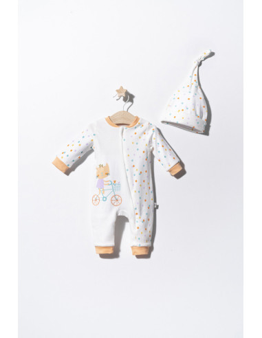 UP-tgs_2911_4,Salopeta cu bulinute cu caciulita pentru bebelusi Cats, Tongs baby, Somon